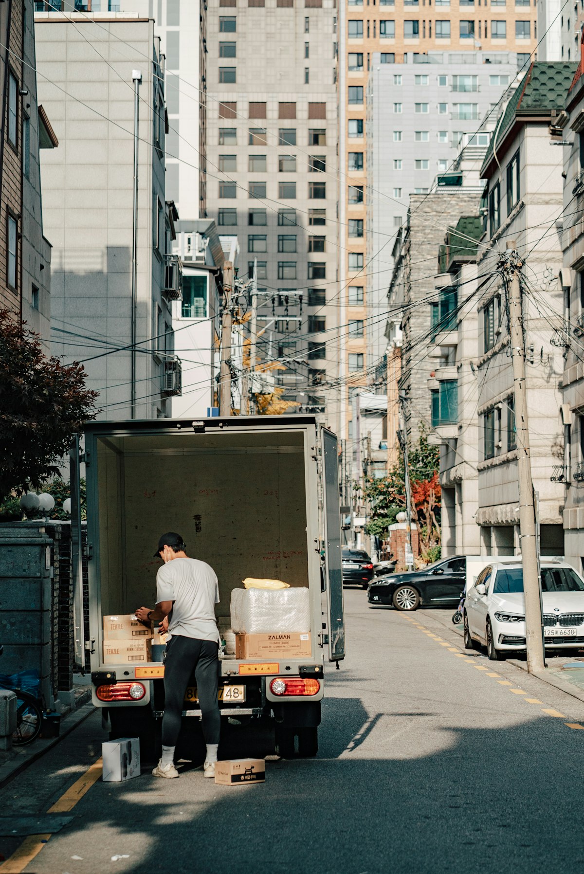 Delivery van with packages for wholesale distribution